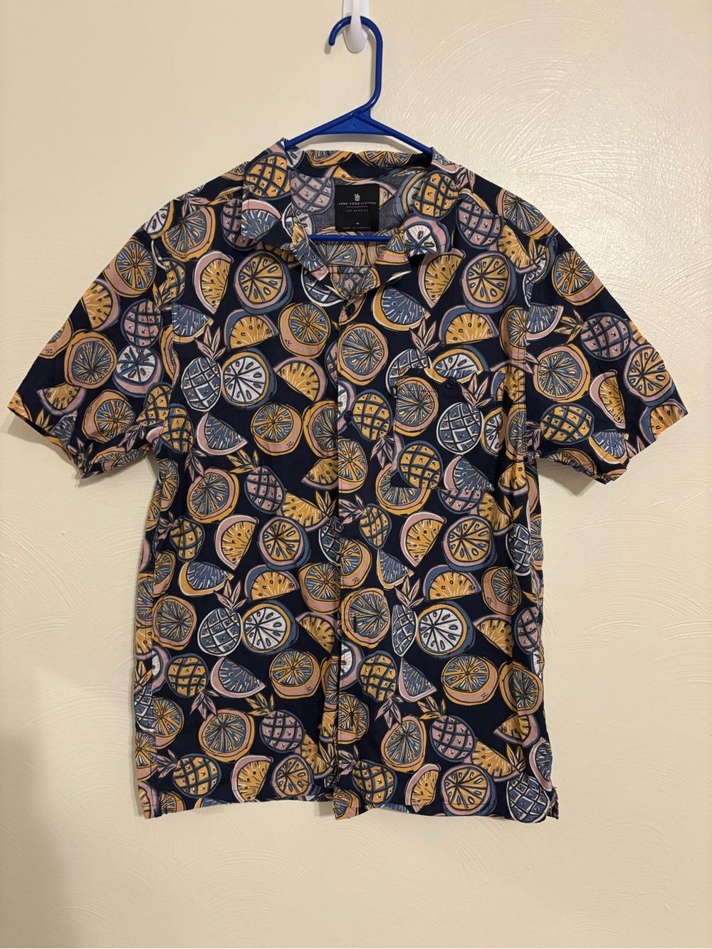 Junk Food Clothing Navy Citrus Medallion Short Sleeve Button-Down